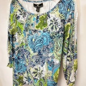 Madison Michelle Peasant Floral Paisley Top NWT